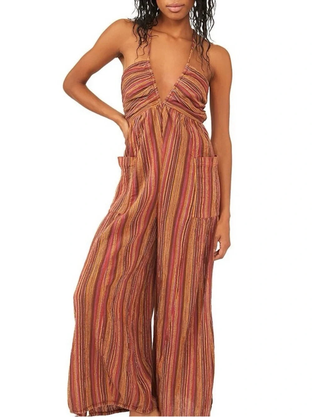 Free People Sundaze For Surfin V-Neck Jumpsuit
